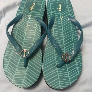 Initials Inc Turquoise Flip Flops size 6-7